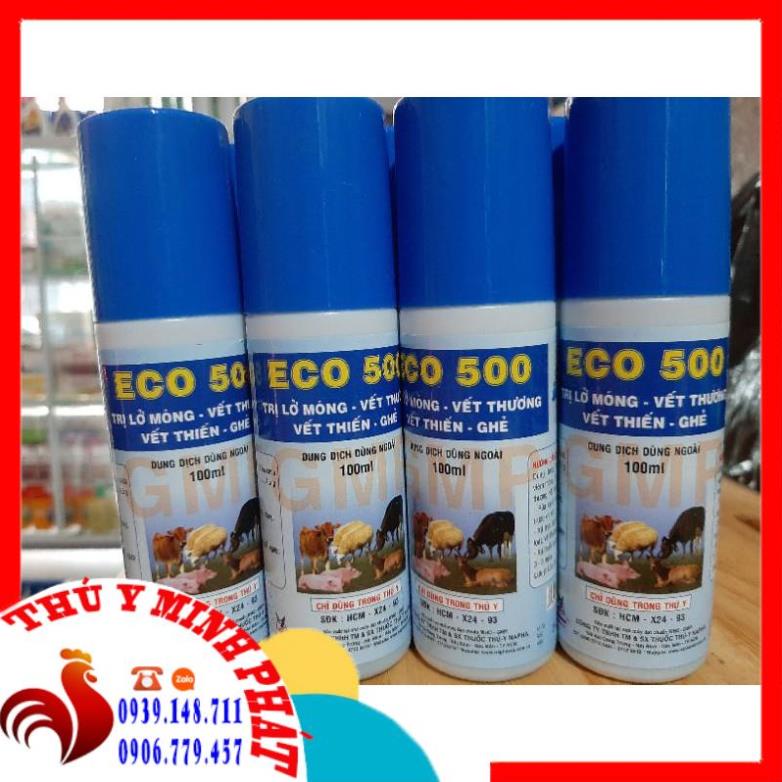 NP ECO 500 ( chai 100ml) Xịt xanh vết thương , ghẻ , lở móng , vết thiến