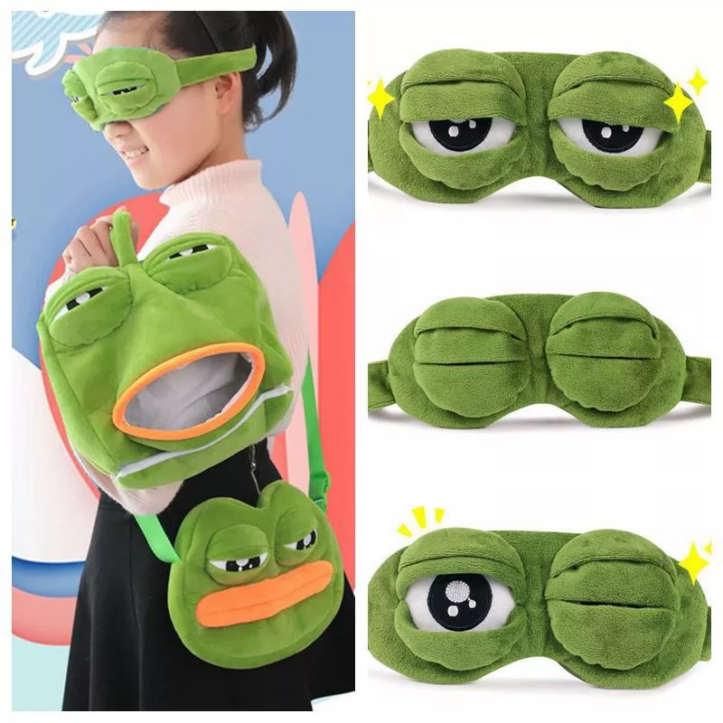 Mặt nạ ngủ hình ếch Pepe hoạt hình 3D độc đáo