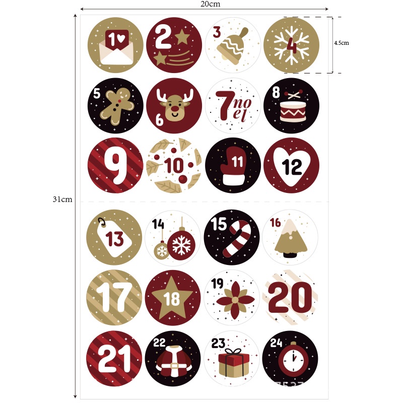 Tấm 24 sticker Dán Trang Trí Giáng Sinh