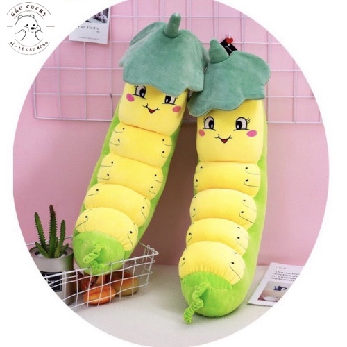 Gấu bông sâu khoai xanh, gối ôm hình chú sâu đậu dễ thương ⚡️SALE SALE⚡️ size 20cm, thú nhồi bông vải nhung mịn 4 chiều