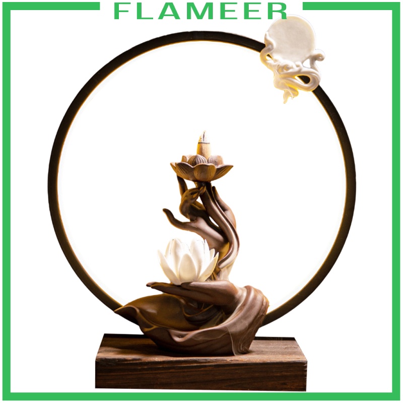 [FLAMEER] Ceramic Backflow Waterfall Incense Burner LED Light