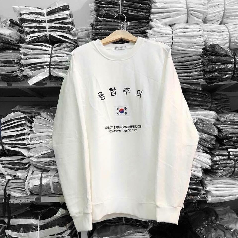 Áo sweater nỉ form rộng unisex Cờ Hàn Quốc, thời trang nam nữ ulzzang Wind