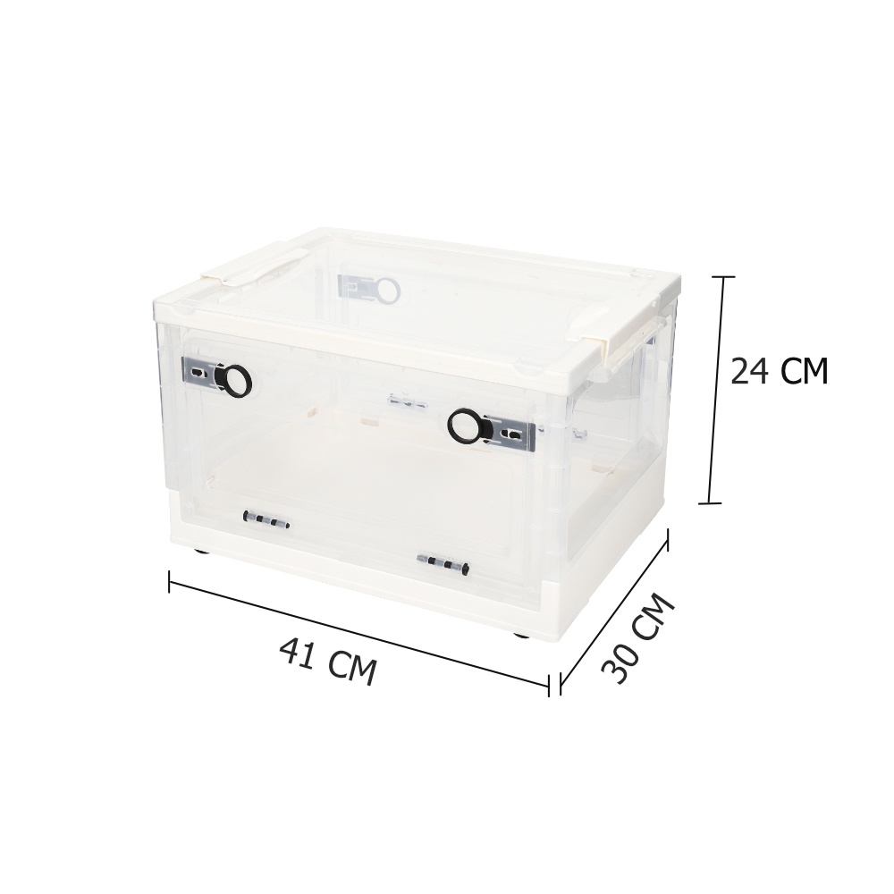 HomeBase STACKO Thùng đựng đồ bằng nhựa có thể gấp có bánh xe INE W40.5xD30xH24 cm màu trắng