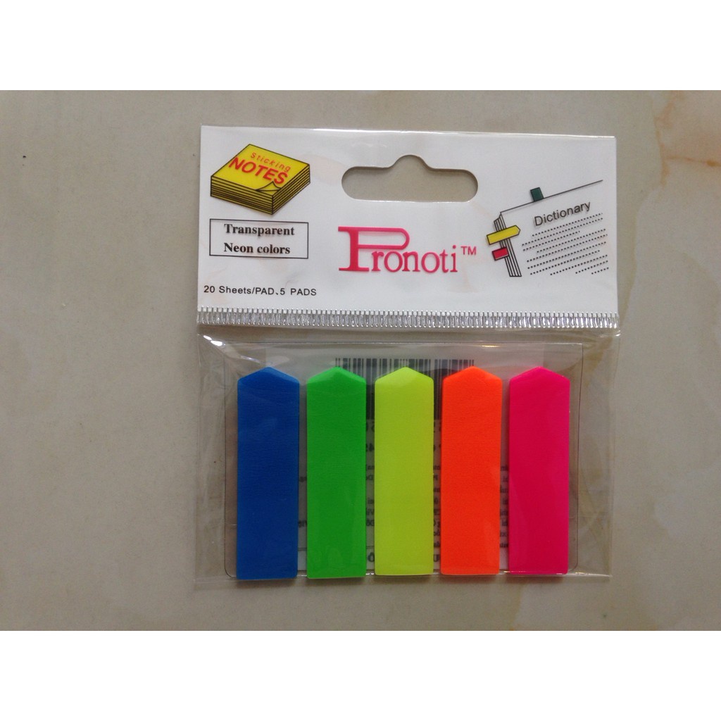 [Hỏa Tốc] Giấy Note Nhựa P.Trang Mũi Tên 5 Màu Pronoti 45502 - 5 màu