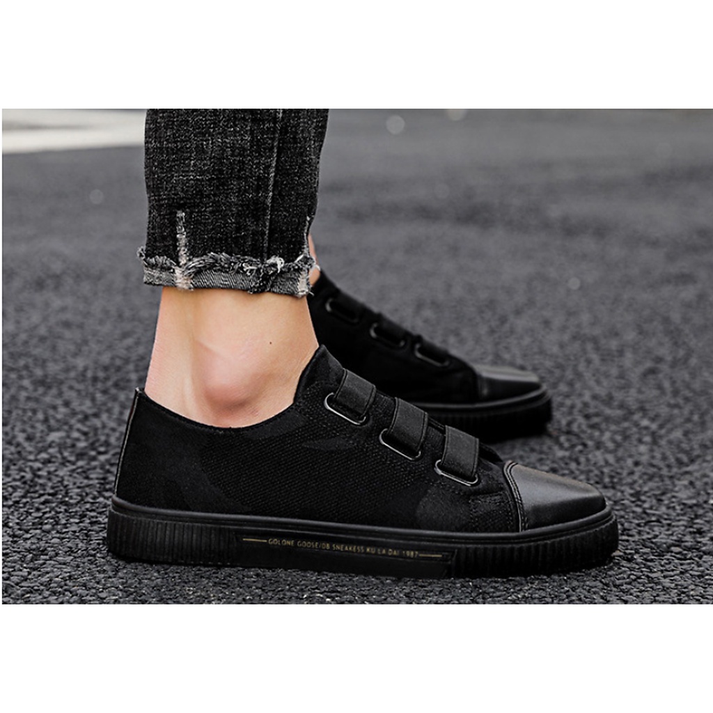 Giày Nam Full Đen Đế Bằng 2.5 Cm Kiểu Dáng Trẻ Trung