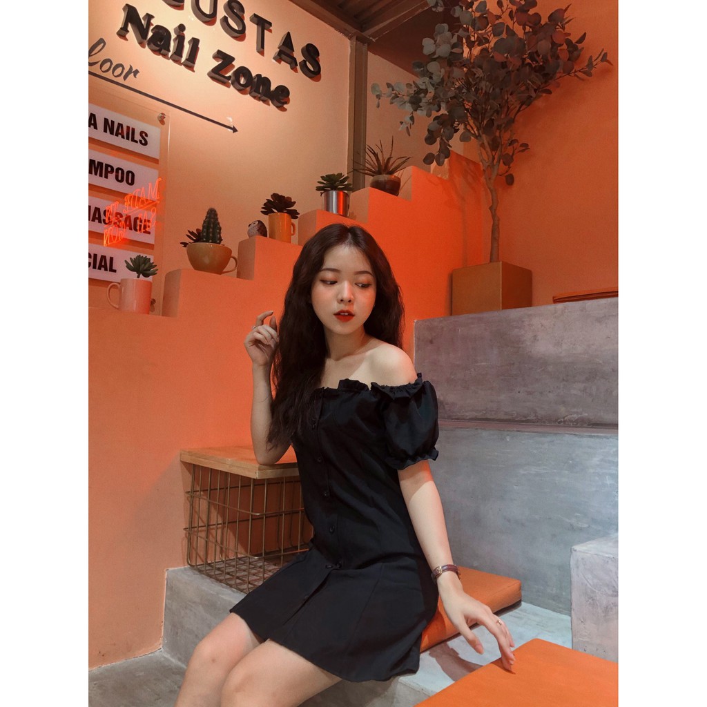 [Mã FAMARAL1 giảm 10K đơn 50K] Đầm trễ vai đen CÓ CLIP THẬT | BigBuy360 - bigbuy360.vn