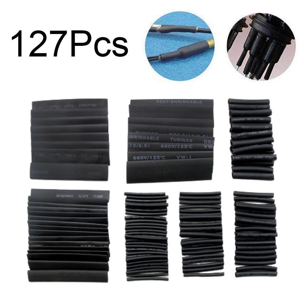 Bộ 127 Ống Bọc Dây Cáp Co Nhiệt Màu Đen Chống Thấm Nước Tỉ Lệ 2: 1
