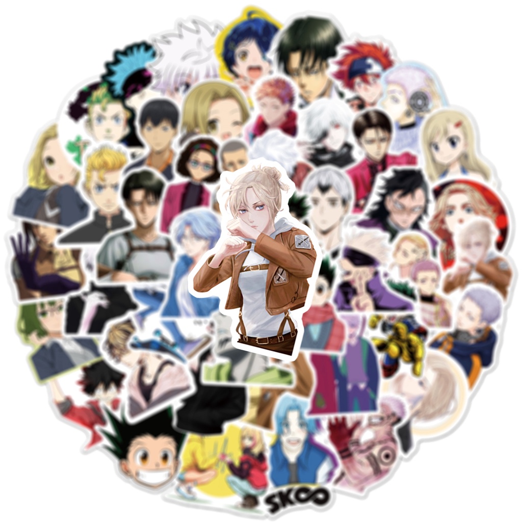 Set 50/25/10 Nhãn Dán Trang Trí Điện Thoại/Va Li/Laptop Họa Tiết Graffiti Anime