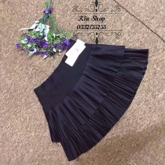 Chân váy 2 tầng dập ly có quần trong - Chân váy ngắn xếp ly QC sang chảnh | BigBuy360 - bigbuy360.vn