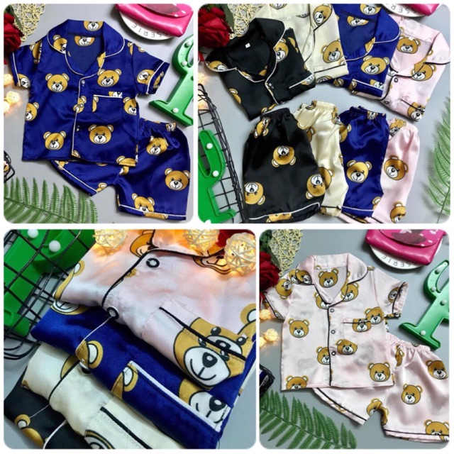 Pijama đùi thô lụa cho bé