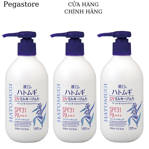 Sữa dưỡng thể chống nắng HATOMUGI The UV Milky Gel SPF31/PA+++ 250ml - dùng ban ngày - chăm sóc da hiệu quả