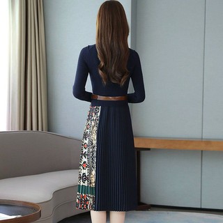 HÀNG NHẬP - ĐẦM LEN XÒE PHỐI LỤA DẬP LY KÈM NỊT