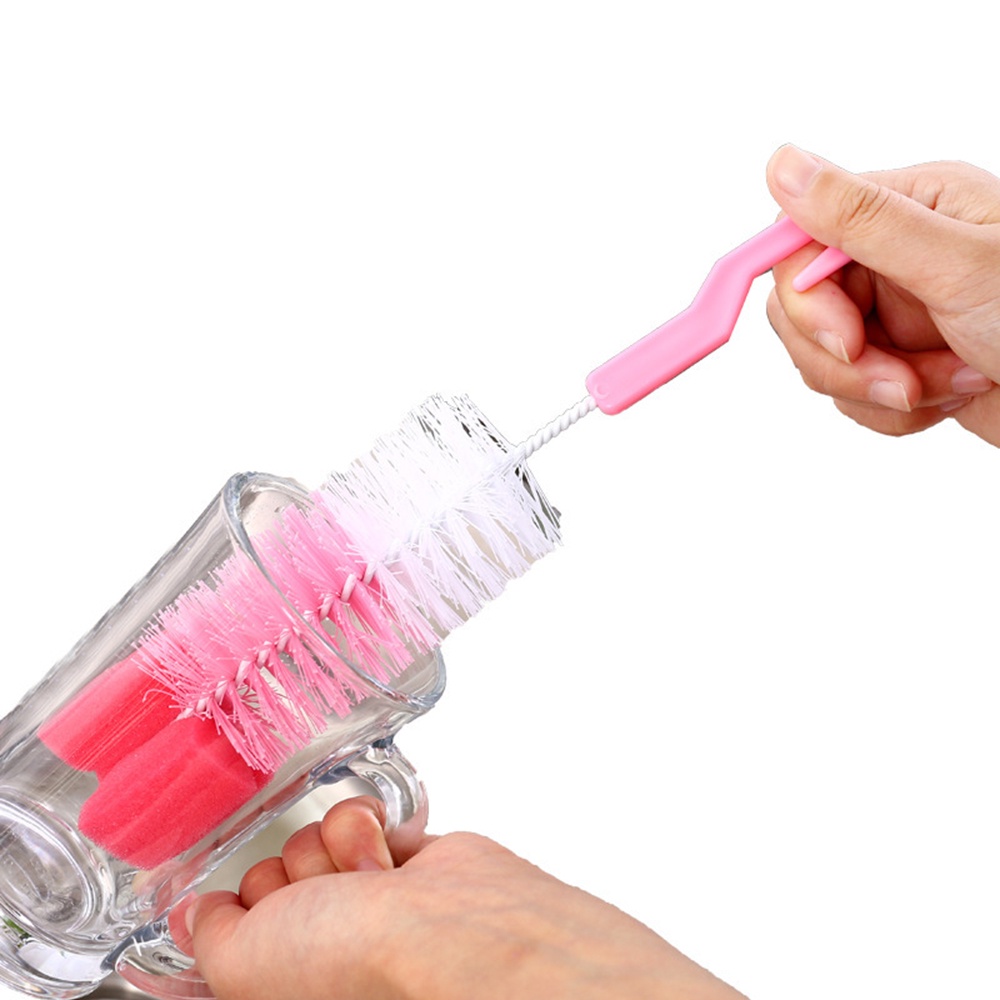 Bàn Chải Vệ Sinh Bình Sữa Em Bé Cán Dài Xoay 360 Độ Kính