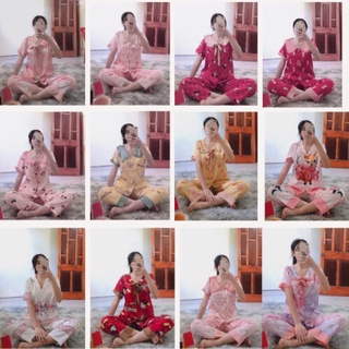 Bộ pijama Tay Cộc -Quần dài lụa mango - Satin cao cấp size 38-60kg