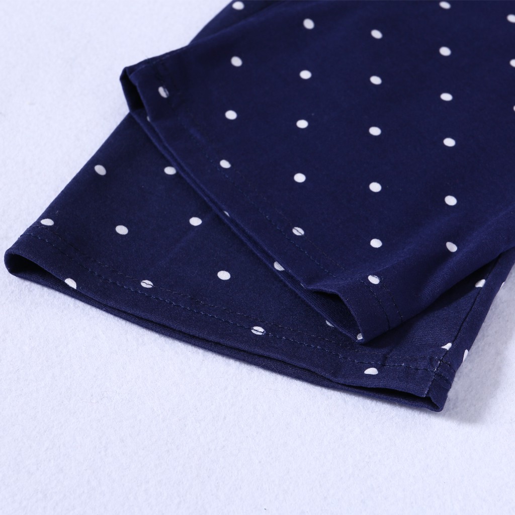 Bộ Pijama Dài Tay In Hình Gấu + Quần Dài Chấm Bi