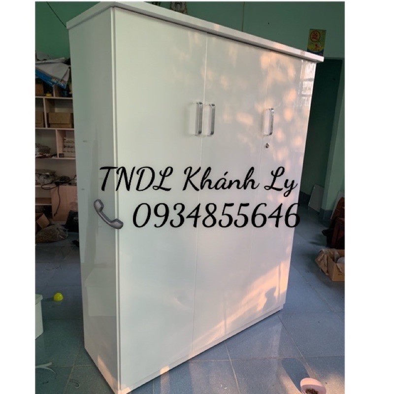 Tủ áo nhựa đài loan 3 cánh trắng trơn 124x165