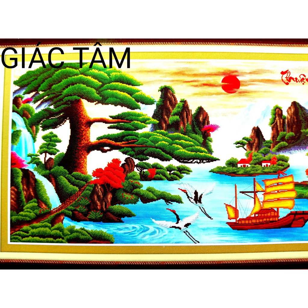 Tranh đá THUẬN BUỒM XUÔI GIÓ - 164x75cm - 77286 - CẢNH SÔNG BIỂN THUYỀN BUỒM TÙNG HẠC NÚI NHÀ CHỮ - tranh đá chưa làm