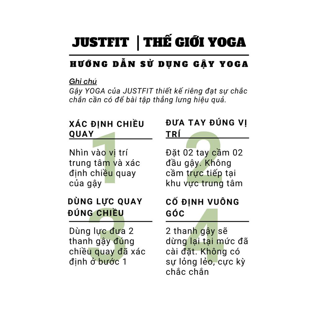 Gậy tập thẳng lưng JUSTFIT, thanh gậy tập yoga chống gù lưng, mở vai hình chữ thập