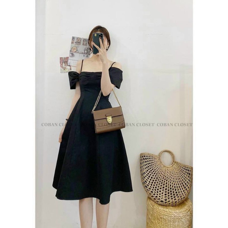 Đầm xòe rớt vai vintage