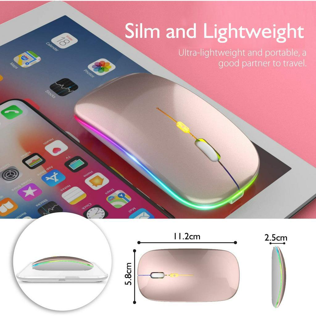 Chuột Quang Không Dây 2.4GHz Bluetooth 5.1 800-1600DPI Có Đèn LED Nền Dùng Để Chơi Game