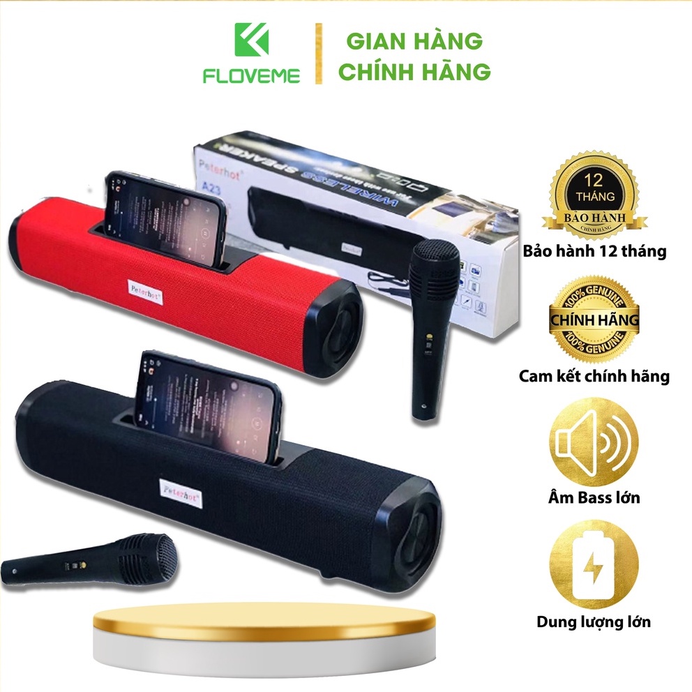 Loa bluetooth Karaoke mini FLOVEME A23 công suất lớn loa không dây có mic âm thanh nổi 360 bass khỏe