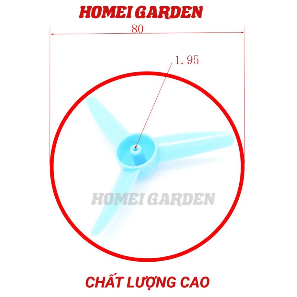 Cánh quạt nhựa ba cánh đường kính 80mm trục 2mm - HM0078