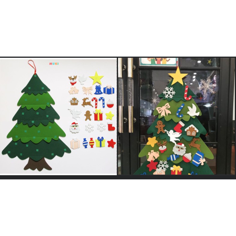 Cây thông Noel dán tường, bằng vải dạ TẶNG ĐÈN | BigBuy360 - bigbuy360.vn
