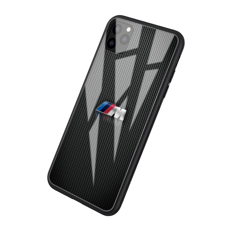 Ốp điện thoại kính cường lực hình logo xe ô tô BMW sang trọng B44 thích hợp cho iPhone 11Pro XSMax X XR 8 7 6S 6+ 5S 5