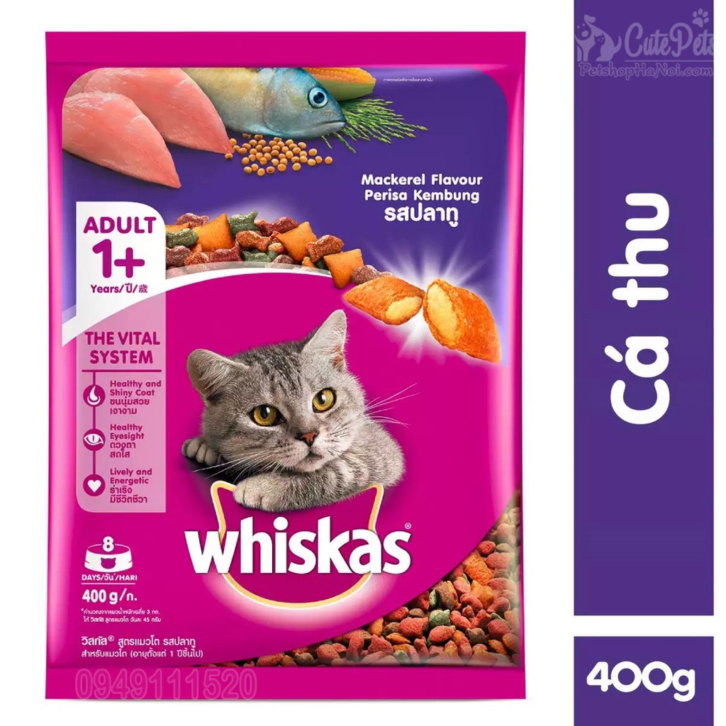 Thức Ăn Hạt Cho Mèo Lớn Whiskas Adult Gói 400g - CutePets