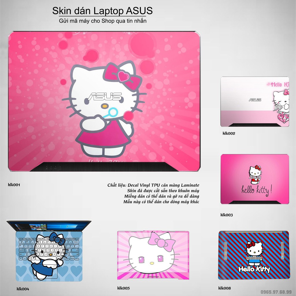 Skin dán Laptop Asus in hình Hello Kitty (inbox mã máy cho Shop)
