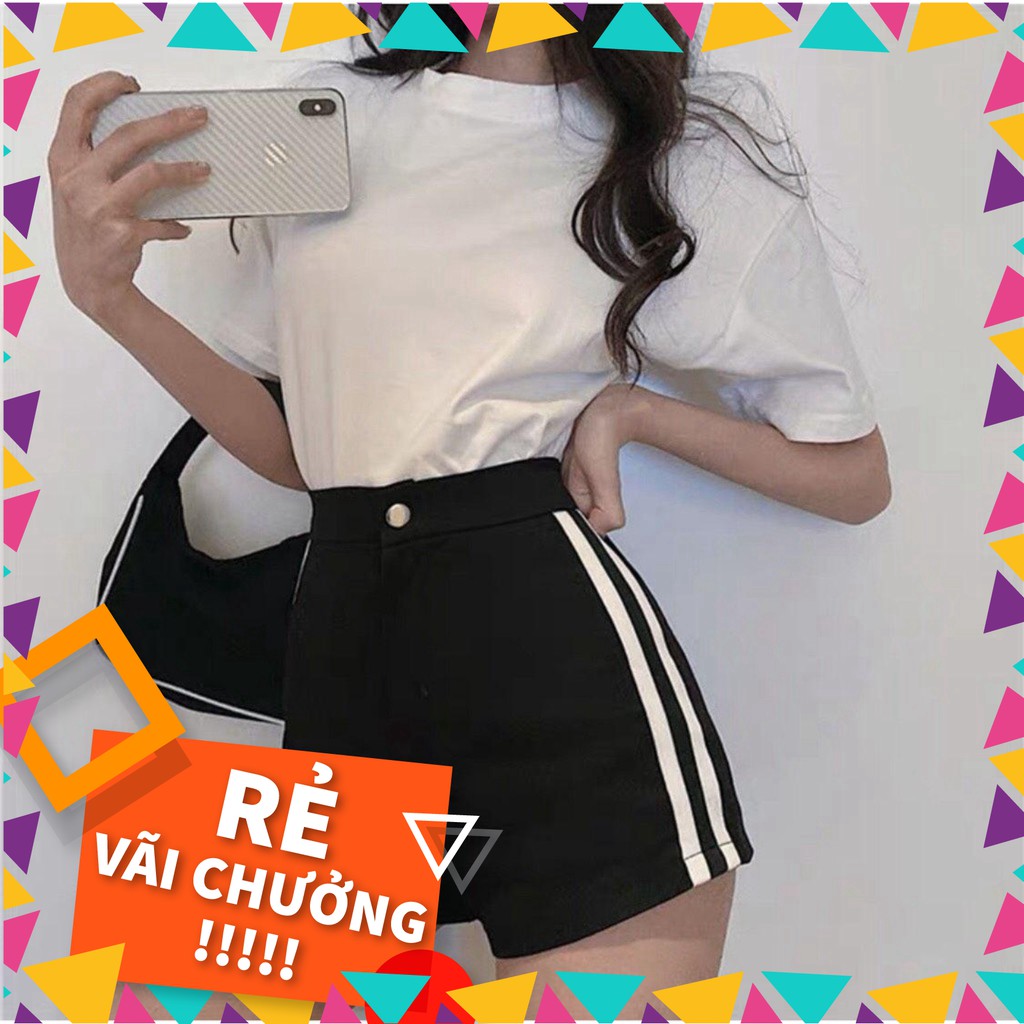Sale 15Q41B1 Quần sọt đùi kaki phối 2 sọc thể thao cá tính Sale