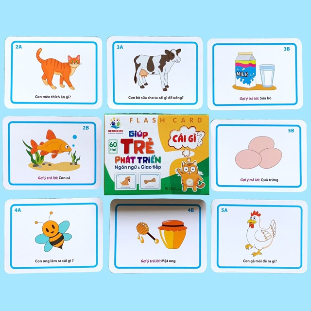 Thẻ học phát triển ngôn ngữ và giao tiếp cho trẻ mầm non theo 5 câu hỏi