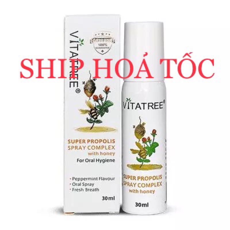 (Còn hàng) Xịt keo ong Vitatree Super Propolis Spray Complex an toàn cho bé (30 ml)