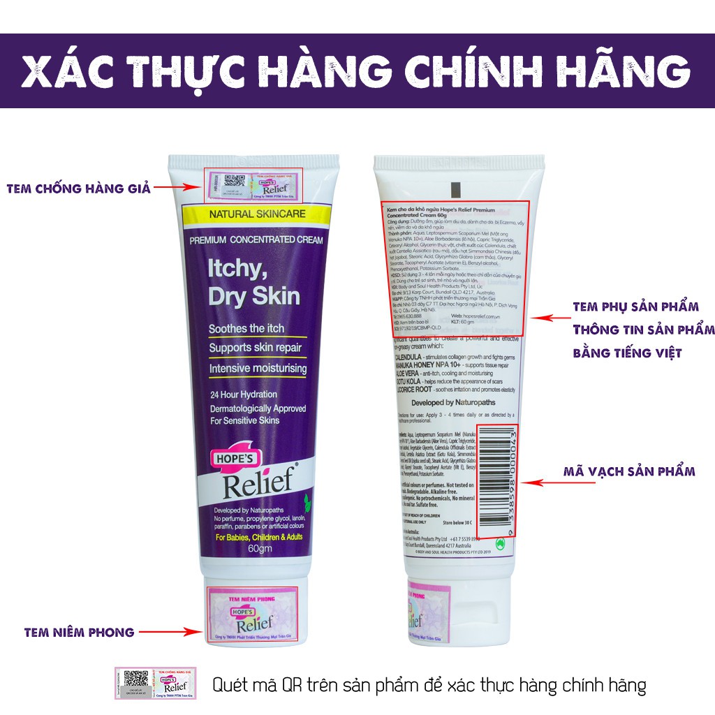 Kem đa năng thảo dược Hope’s Relief hỗ trợ da khô ngứa, eczema, vảy nến (60g)