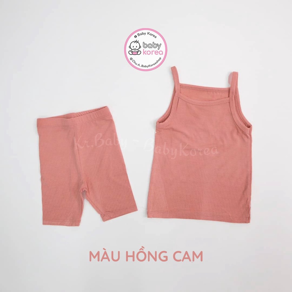 Bộ 2 dây bé trai gái, bộ quần áo hè thun lạnh trơn mềm Hàn Quốc cho bé 2 3 4 5 6 7 tuổi thời trang trẻ em BABY KOREA