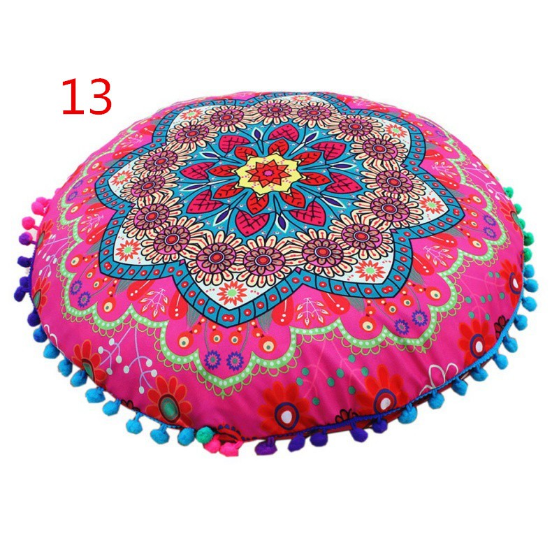 Vỏ Gối Hình Tròn Họa Tiết Mandala Ấn Độ