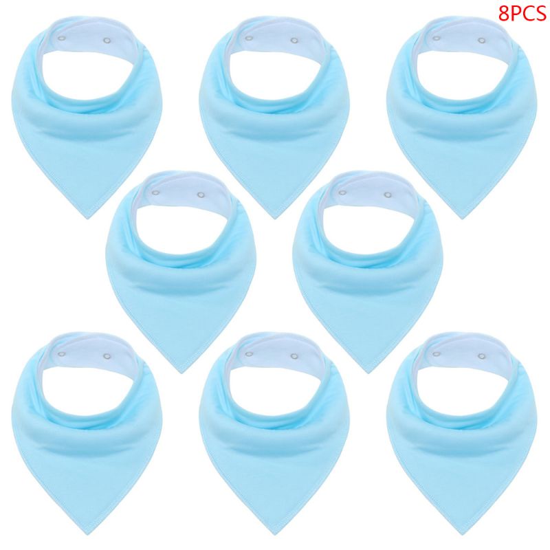 Set 8 Yếm Ăn Cotton Hình Tam Giác Màu Sắc Trơn Dành Cho Bé