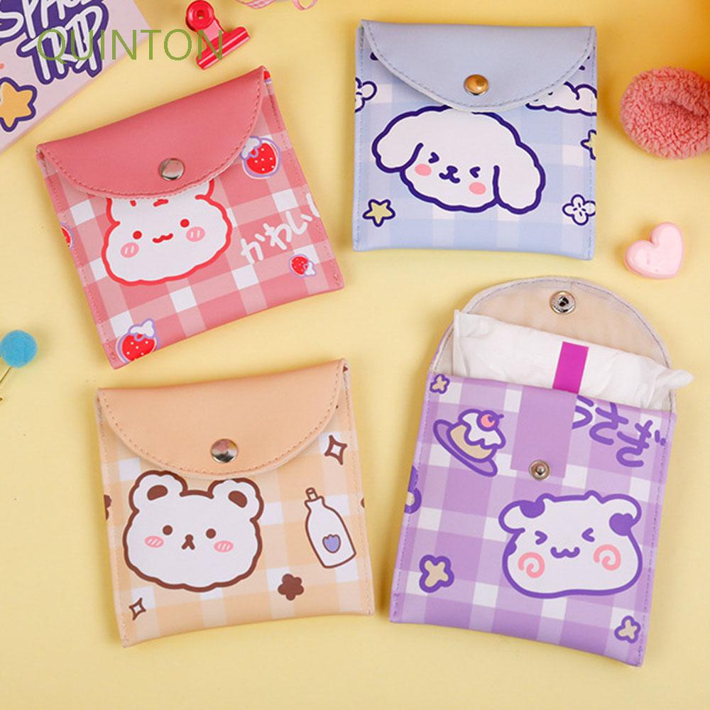 Túi Đựng Băng Vệ Sinh / Tai Nghe / Tiền Xu / Chìa Khóa Họa Tiết Hoạt Hình Dễ Thương Phong Cách Hàn Quốc