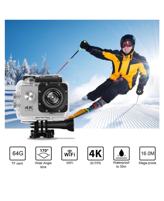 Camera sport 4k ultra HD DV. Water resistant 30m.