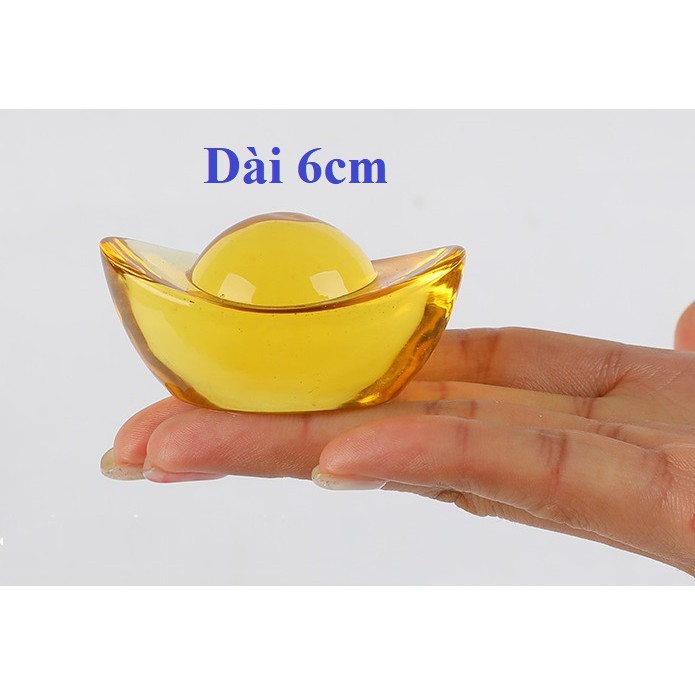 Thỏi vàng pha lê phong thủy thần tài, trang trí phong thủy chiêu tài lộc, hóa hung thành cát, dài 6cm