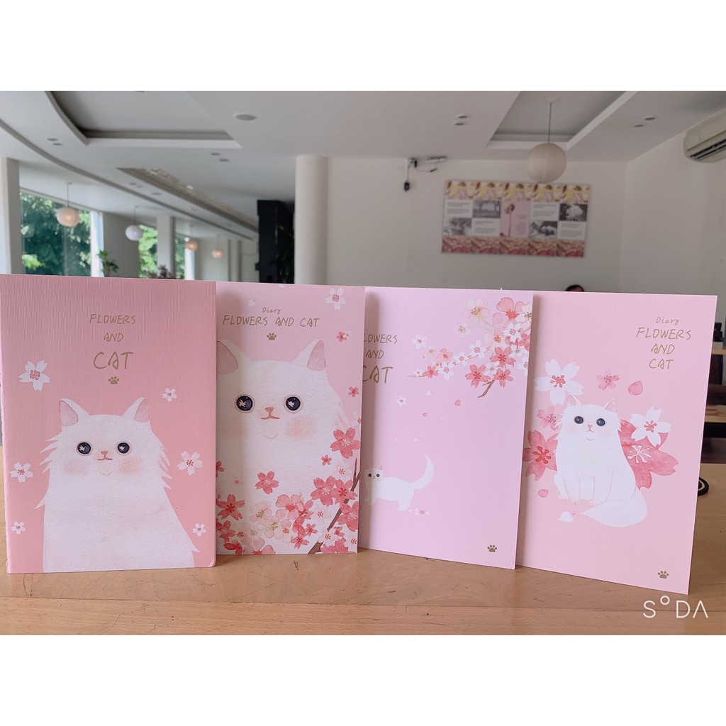 SỔ NOTEBOOK NHẬT KÝ KHỔ A5 MÈO HỒNG XINH XẮN