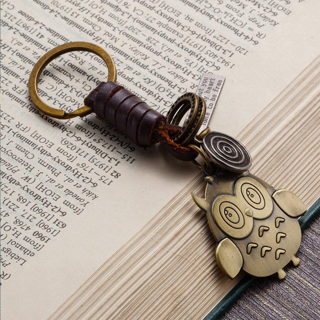 Móc khóa thép cao cấp hình cú mèo Vintage phong cách cổ điển Châu Âu móc khóa nữ đáng yêu Vintage Owl Keychain