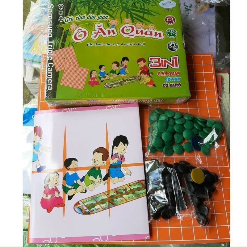 NEW - Cờ ô ăn quan 3 trong 1 [ô ăn quan, cờ caro, cờ vây]