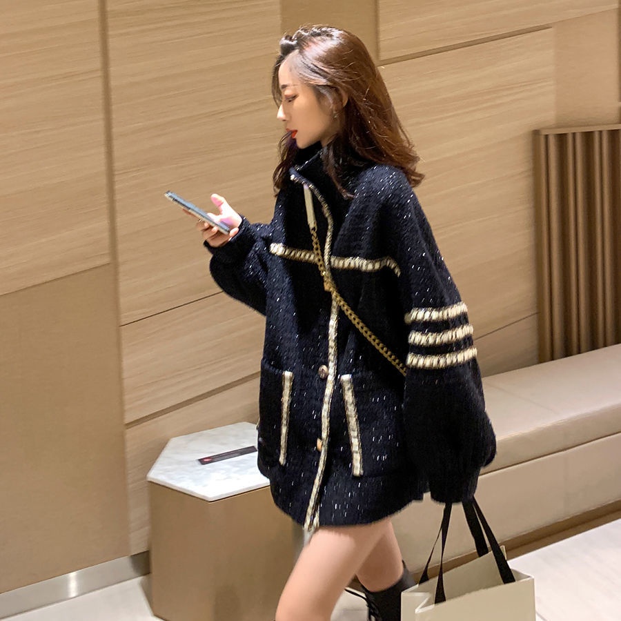 Áo Khoác Len Dày Dáng Rộng Thời Trang Thu Đông Hàn Quốc Cho Nữ