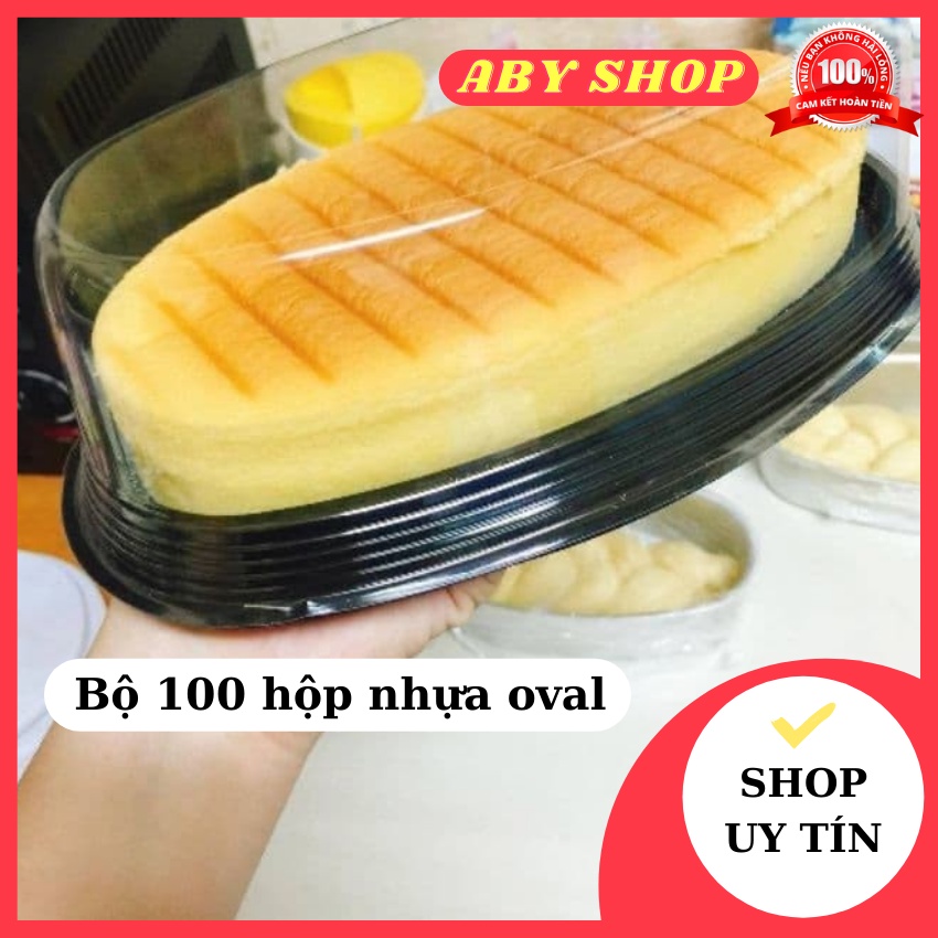 Bộ 100 hộp nhựa oval ⚡ HÀNG CAO CẤP ⚡ hộp nhựa đựng bông lan bánh mì chuyên dụng