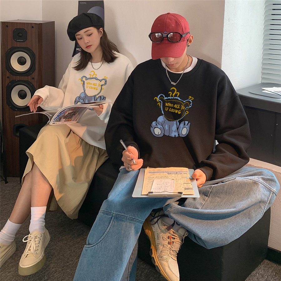 Áo sweater tay dài cổ tròn in chữ phong cách Harajuku Hàn Quốc dễ phối đồ cho nam và nữ size S-3XL 2021 | BigBuy360 - bigbuy360.vn