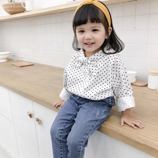 Áo sơmi chấm bi cho bé điệu 👧🏻👧🏻👧🏻