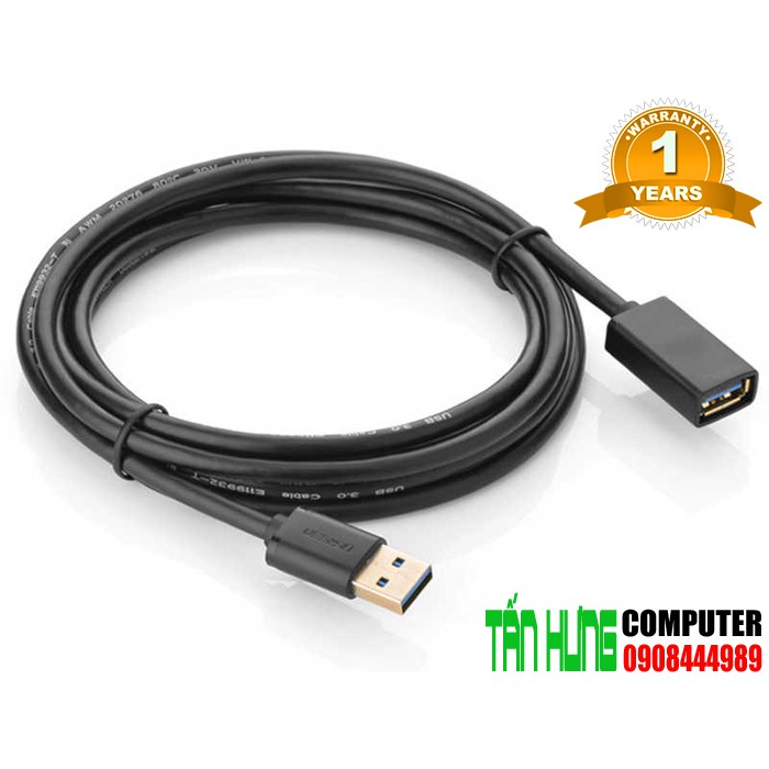 Cáp USB 3.0 nối dài mạ vàng cao cấp chính hãng Ugreen 30125 30126