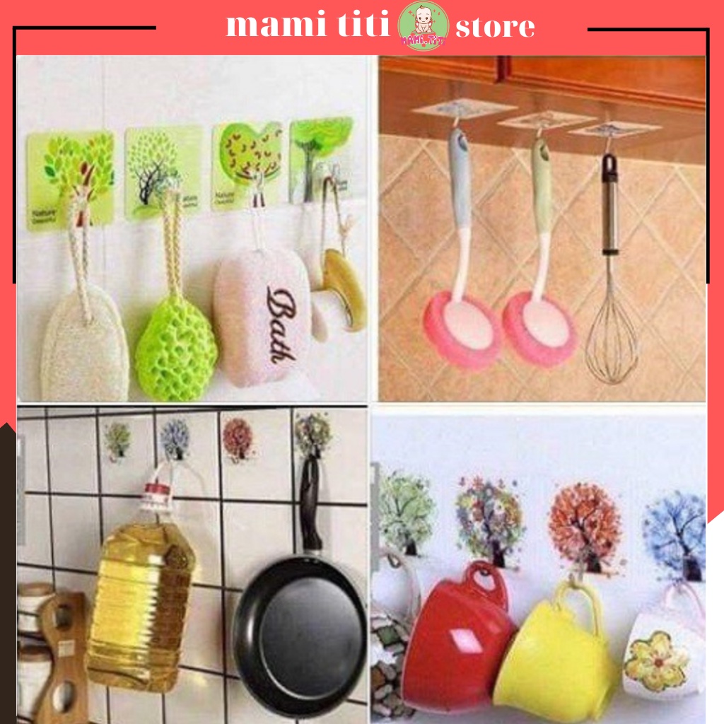 móc dán tường chịu lực, móc dán chịu lực in hình họa tiết 4D