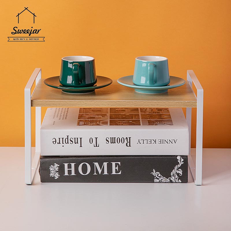 SWEEJAR Kệ  bằng gỗ thép không gỉ để gia vị đồ dùng nhà bếp tiện dụng